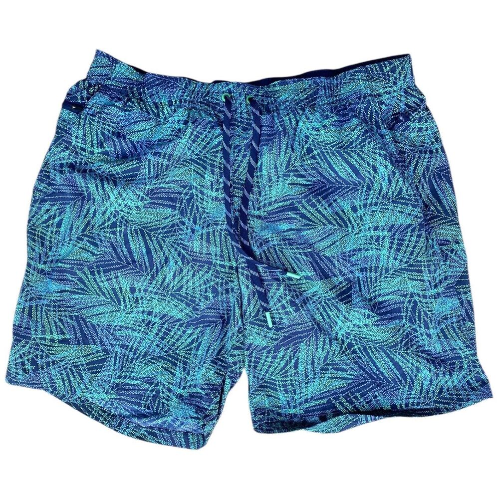 Land's End Men's 2XL UPF 50 Volley Swim Trunks 9" Blue Green Floral Beach